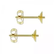 Pendientes para redondas semi-perforadas 4 et 6 mm Gold Filled x2