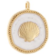 Blanco - Colgante redondo irregular concha 20 mm - Dorado con oro fino - Blanco nacarado x1 Colgante redondo irregular concha 20 mm - Dorado con oro fino - Blanco nacarado x1
