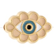 Cuenta en forma de ojo de 11 x 17 mm con resina epoxi - Dorado con oro fino - Salmón - Azul x1|raw }}
