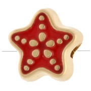 Rojo - Perla estrella de mar 9 mm con resina epoxi - Dorada con oro fino - Roja x1 Perla estrella de mar 9 mm con resina epoxi - Dorada con oro fino - Roja x1