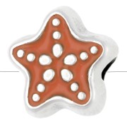 Perla estrella de mar 9 mm con resina epoxi Chapa de plata antigua -Corail x1|raw }}