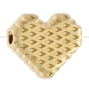 Cuentas en forma de corazón de 10 mm con motivo de ojo y resina epoxi - Dorado con oro fino - Rojo claro x1