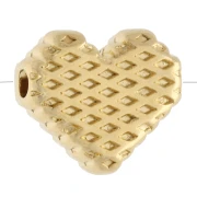 Cuentas en forma de corazón de 10 mm con motivo de ojo y resina epoxi - Dorado con oro fino - Rojo claro x1