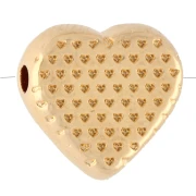Cuenta en forma de corazón de 9x10 mm con resina epoxi - Dorado con oro fino - Rojo claro x1