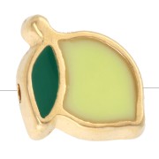 Cuenta Limón 10x12 mm con resina epoxi - Dorado con oro fino - Amarillo x1