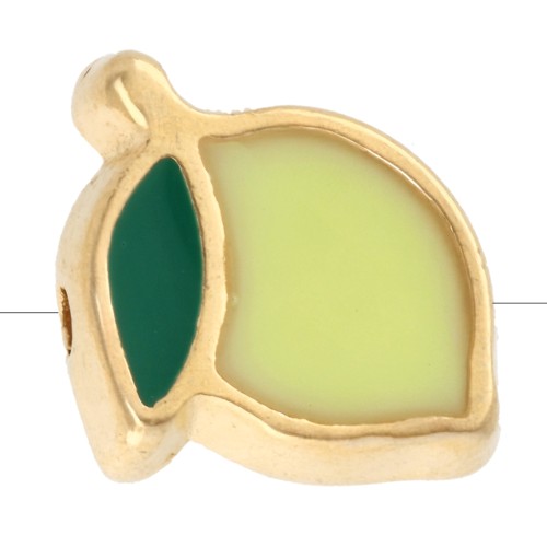 Cuenta Limón 10x12 mm con resina epoxi - Dorado con oro fino - Amarillo x1