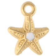 Dije de estrella de mar 11,5x9 mm con resina epoxi - Dorado con oro fino - Blanco x1