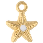 Dije de estrella de mar 11,5x9 mm con resina epoxi - Dorado con oro fino - Blanco x1