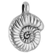 Colgante de concha en espiral de 9 mm - Plateado fino envejecido x1