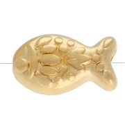 Cuenta de pez texturado 6x10,5 mm - Dorado con oro fino x1