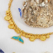 Dije redondo irregular martillado de 6 mm - Dorado con oro fino x5