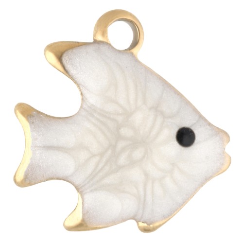 Mini dije de pez 10 mm con epoxi - Acero inoxidable 304 Oro - Blanco x1