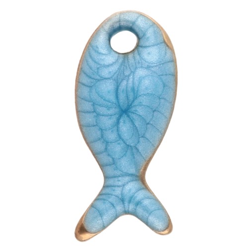 Dije mini pez 10x5 mm con epoxi - Acero inoxidable 304 - Azul x1