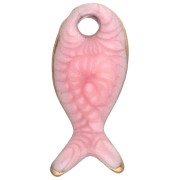 Dije mini pez 10x5 mm con epoxi - Acero inoxidable 304 - Rosa x1