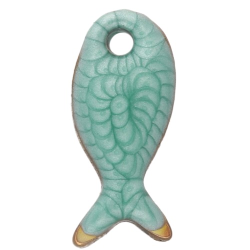 Dije mini pez 10x5 mm con epoxi - Acero inoxidable 304 - Verde x1