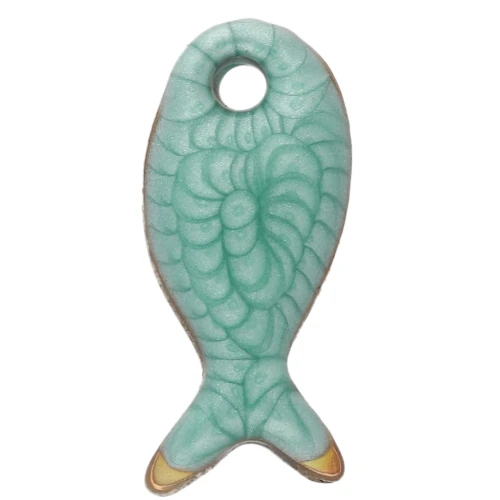Dije mini pez 10x5 mm con epoxi - Acero inoxidable 304 - Verde x1