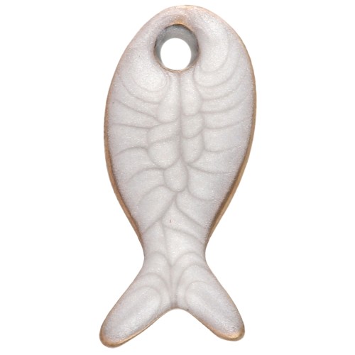 Dije mini pez 10x5 mm con epoxi - Acero inoxidable 304 - Blanco x1