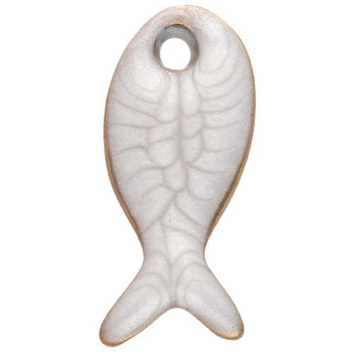 Dije mini pez 10x5 mm con epoxi - Acero inoxidable 304 - Blanco x1