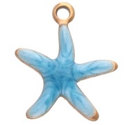 Dije de estrella de mar 12x11 mm con epoxi - Acero inoxidable 304 - Azul x1
