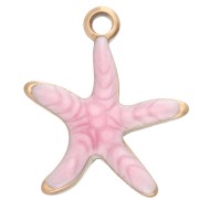 Dije de estrella de mar 12x11 mm con epoxi - Acero inoxidable 304 - Rosa x1