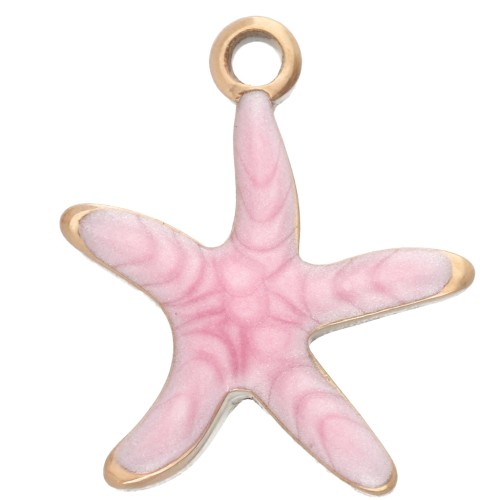 Dije de estrella de mar 12x11 mm con epoxi - Acero inoxidable 304 - Rosa x1
