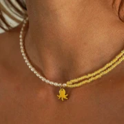 Dije de estrella de mar 12x11 mm con epoxi - Acero inoxidable 304 - Rosa x1