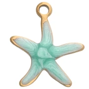 Dije de estrella de mar 12x11 mm con epoxi - Acero inoxidable 304 - Verde x1