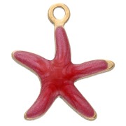 Dije de estrella de mar 12x11 mm con epoxi - Acero inoxidable 304 - Rojo x1