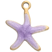 Dije de estrella de mar 12x11 mm con epoxi - Acero inoxidable 304 - Violeta x1
