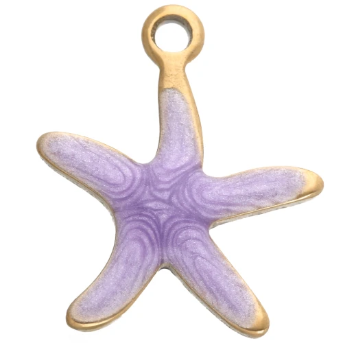 Dije de estrella de mar 12x11 mm con epoxi - Acero inoxidable 304 - Violeta x1