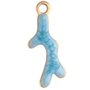 Mini dije de coral 13x5 mm con epoxi - Acero inoxidable 304 Oro - Azul x1