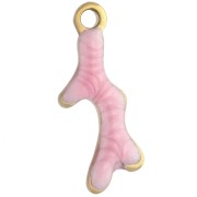 Mini Coral 13x5 mm con Epoxy - Acero Inoxidable Oro 304 - Rosa x1
