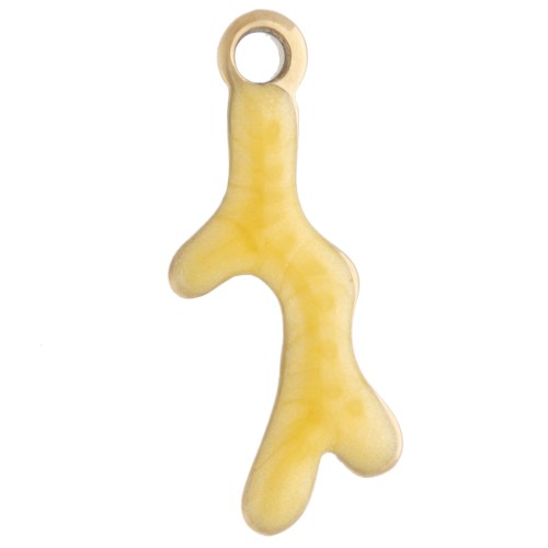 Mini dije de coral 13x5 mm con epoxi - Acero inoxidable 304 Oro - Amarillo x1