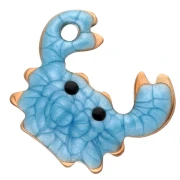 Mini Dije de Cangrejo 11.5x11 mm con Epoxy - Acero Inoxidable Dorado 304 - Azul x1
