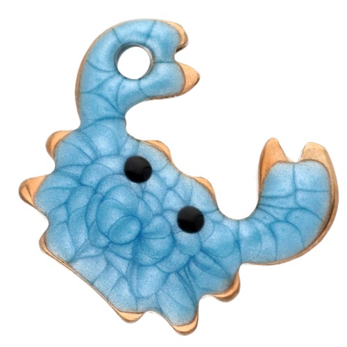 Mini Dije de Cangrejo 11.5x11 mm con Epoxy - Acero Inoxidable Dorado 304 - Azul x1