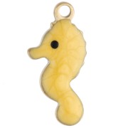 Mini dije de caballito de mar 14x7 mm con epoxi - Acero inoxidable 304 Oro - Amarillo x1