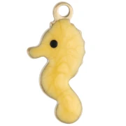Mini dije de caballito de mar 14x7 mm con epoxi - Acero inoxidable 304 Oro - Amarillo x1