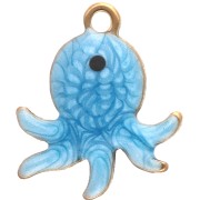 Dije Mini Pulpo 12x10 mm con Epoxy - Acero Inoxidable 304 Dorado - Azul x1