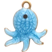 Dije Mini Pulpo 12x10 mm con Epoxy - Acero Inoxidable 304 Dorado - Azul x1
