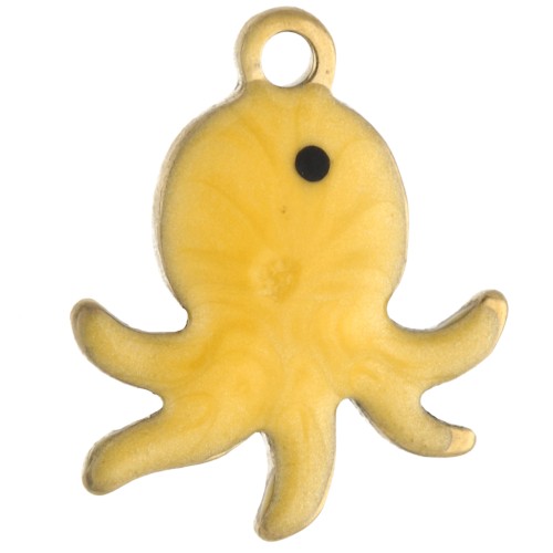 Mini Pulpo 12x10 mm con Epoxy - Acero Inoxidable Oro 304 - Amarillo x1