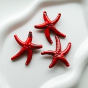 Perla acrílica estrella de mar 37x43 mm - Rojo - Negro jaspeado x1