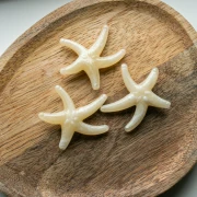 Perla acrílica estrella de mar 37x43 mm - Crudo - Blanco jaspeado x1