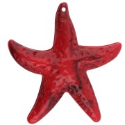 Colgante estrella de mar, 49x45 mm, acrílico - Rojo - Negro jaspeado x1