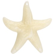 Colgante estrella de mar, 49x45 mm, acrílico - Crudo - Blanco jaspeado x1