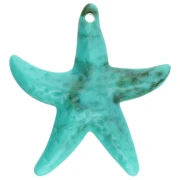 Colgante acrílico estrella de mar 49x45 mm - Turquesa - Marrón jaspeado x1