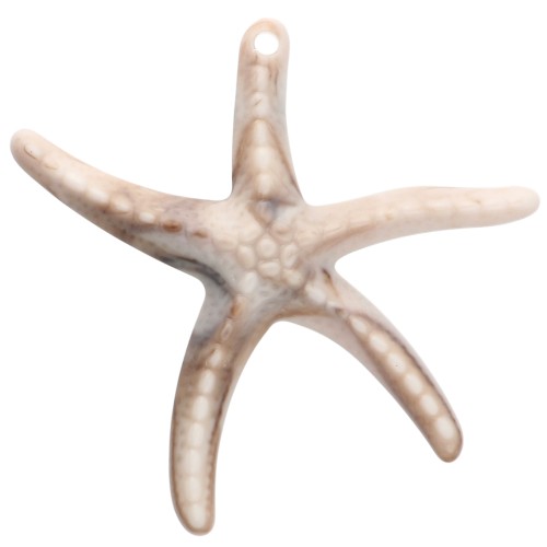 Colgante estrella de mar acrílico 87x89 mm - Beige - Marrón jaspeado x1