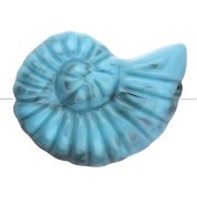 Cuenta acrílica de concha de caracol 20x16 mm - Turquesa jaspeado x1