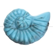 Cuenta acrílica de concha de caracol 20x16 mm - Turquesa jaspeado x1