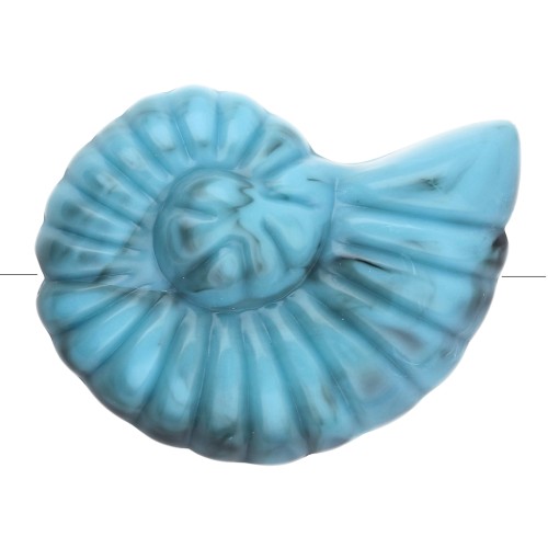 Cuenta acrílica de concha de caracol 20x16 mm - Turquesa jaspeado x1
