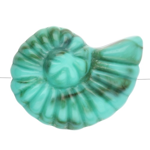 Cuenta de concha de caracol acrílica 20x16 mm - Verde turquesa jaspeado x1